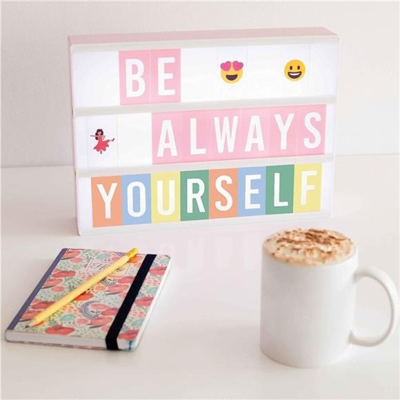 Pink Cinema Light Box with 400 Letters & Emojis & 2 Markers| Led Light Box Home - Picture 4 of 6